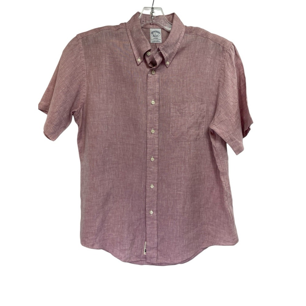 Brook Brothers Regent 100% Irish Linen Mens Large Button Down Shirt (Y45) EUC
